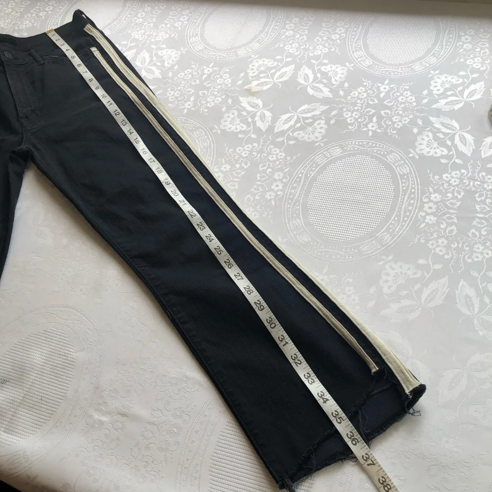 MOTHER The Insider Crop High-Rise Black/Cream Denim Jeans Pants Women’s Size 27